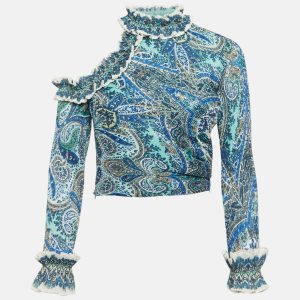 Zimmermann Blue Printed Plisse Ruffled Top S, Shirts & Tops - Luxury Closet catalog