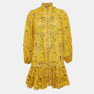 Zimmermann Yellow Printed Cotton Flounce Mini Dress XS, Dresses - Luxury Closet catalog