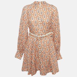 Zimmermann Orange Floral Print Linen Belted Mini Dress M, Dresses - Luxury Closet catalog