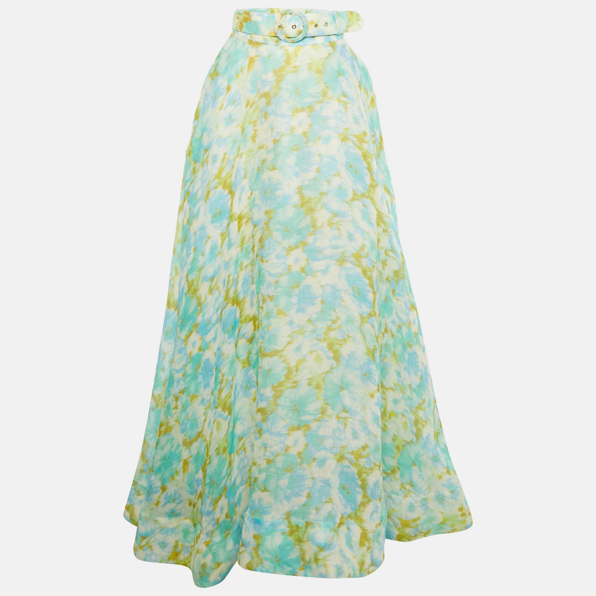Zimmermann Multicolor Printed Linen and Silk Belted Maxi Skirt M, Skirts - Luxury Closet catalog