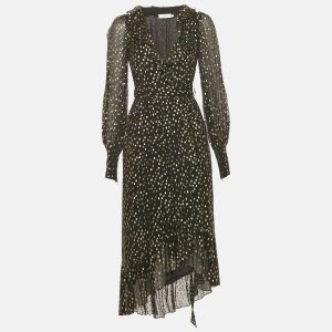 Zimmermann Black Fil Coupe Silk Wrap Midi Dress S, Dresses - Luxury Closet catalog