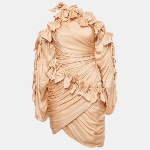 Zimmermann Beige Silk Bow Detail Ruche Short Dress S, Dresses - Luxury Closet catalog