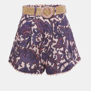 Zimmermann Pink Paisley Print Linen Bead Embellished Shorts M, Shorts - Luxury Closet catalog
