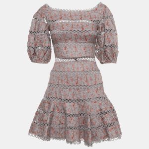 Zimmermann Mauve Floral Print Linen Juniper Mini Dress S, Dresses - Luxury Closet catalog