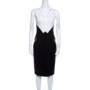 Zuhair Murad Monochrome Colorblock Lace Insert Sleeveless Dress S, Dresses - Luxury Closet catalog