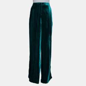 Zuhair Murad Green Velvet Contrast Trim Detail Wide Leg Pants M, Clothing - Luxury Closet catalog