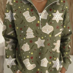 Women Christmas Long Sleeve Comfy Casual Sweater, Hoodies & Sweatshirts, color:Army Green|size:4XL, catalog Noracora shop