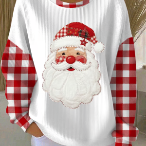 Casual Crew Neck Plaid Sweatshirt Printing, Hoodies & Sweatshirts, color:White|size:4XL, catalog Noracora shop