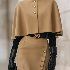 Urban Dolman Sleeve Plain Stand Collar Cloak No Belt, Poncho and Capes, color:Brown|size:XXL, Stylewe