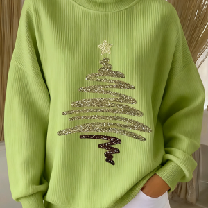 Women Christmas Long Sleeve Comfy Vintage Sweater, Sweaters, color:Green|size:4XL, catalog Noracora shop
