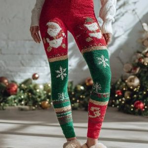 Women Christmas Vintage Spring/Fall Ankle Pants Leggings, Leggings, color:Color2|size:4XL, catalog Noracora shop