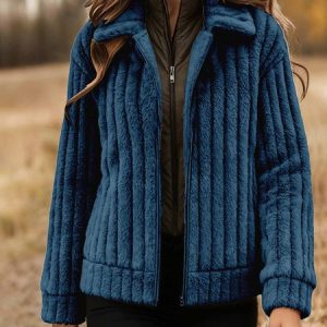 Women Winter Outerwear Urban Plain Long Sleeve Stand Collar Jacket, Coats, color:Navyblue|size:5XL, catalog Noracora shop