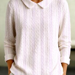 Women Cotton Geometric Long Sleeve Comfy Casual Sweater, Sweaters, color:lavender|size:5XL, catalog Noracora shop