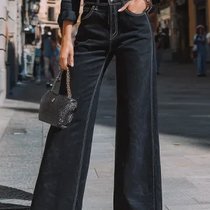 Plain Denim Casual Jeans, Jeans, color:Black|size:XXL, Stylewe