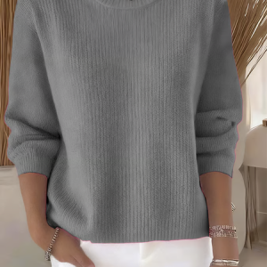 Women Plain Long Sleeve Comfy Casual Sweater, Sweaters, color:Gray|size:4XL, catalog Noracora shop