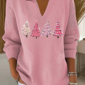 Women Christmas Long Sleeve Comfy Casual Printing Sweater, Hoodies & Sweatshirts, color:Pink|size:4XL, catalog Noracora shop