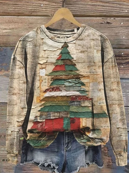 Women Christmas Crew Neck Printing Casual Spring/Fall Long Sleeve Sweatshirt, JustFashionNow Sweatshirts & Hoodies, color:Oatmeal|size:XXL,