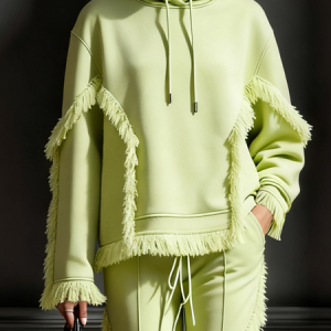 Casual Plain Tassel Hoodie Hoodie, Hoodies and Sweatshirts, color:Green|size:XXL, Stylewe