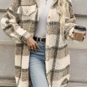 Women Spring/Fall Outerwear Casual Geometric Long Sleeve Shawl Collar Jacket, Coats, color:Coffee|size:XXL, catalog Noracora shop