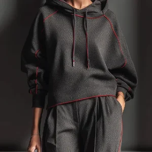 Casual Color Block Binding Hoodie, Hoodies and Sweatshirts, color:Gray|size:XXL, Stylewe
