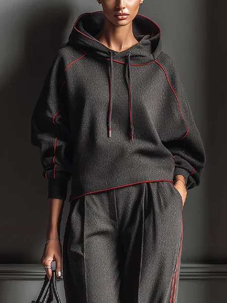 Casual Color Block Binding Hoodie, Hoodies and Sweatshirts, color:Gray|size:XXL, Stylewe