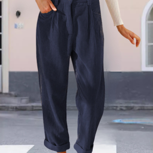 Women Plain Long Elastic Waist Pants Vintage Spring/Fall Trousers, JustFashionNow Pants, color:Purplish Blue|size:XXL,