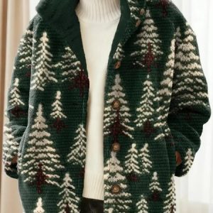 Women Winter Outerwear Vintage Christmas Long Sleeve Jacket, Coats, color:darkgreen|size:4XL, catalog Noracora shop