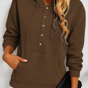 Casual Hoodie Plain Hoodie, Hoodies & Sweatshirts, color:Deep Brown|size:3XL, catalog Noracora shop