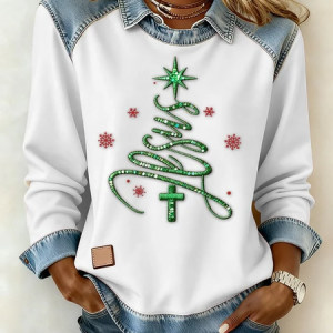 Vintage Shawl Collar Christmas Sweatshirt, Hoodies & Sweatshirts, color:White|size:5XL, catalog Noracora shop
