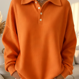 Casual Plain Shawl Collar Long Sleeve T-shirt, T-shirts, color:Orange|size:3XL, catalog Noracora shop