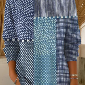 Women Abstract Long Sleeve Comfy Casual Printing Sweater, Sweaters, color:Blue|size:5XL, catalog Noracora shop