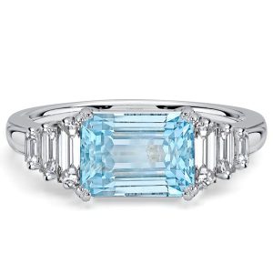 classic engagement rings - Italo 1.75 Carat Emerald Cut Aquamarine Ring For Women, Italo jewelry - Online Catalog