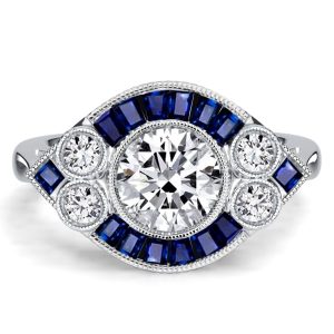 unique engagement rings - Italo Milgrain Bezel 1 CT. Round Cut Vintage Engagement Rings, Italo jewelry - Online Catalog