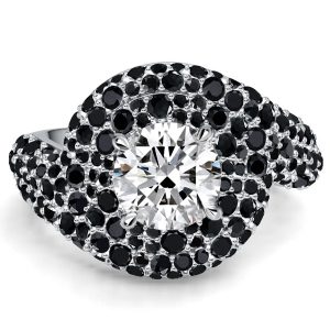unique engagement rings - Italo Micro Pave Black & White Sapphire Unique Engagement Rings, Italo jewelry - Online Catalog