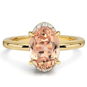 oval cut engagement rings - Italo Half-halo Champagne Oval Cut Engagement Ring For Women, Italo jewelry - Online Catalog