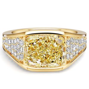classic engagement rings - Italo East-west Elongated Yellow Topaz Cushion Cut Engagement Rings, Italo jewelry - Online Catalog