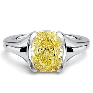 classic engagement rings - Italo Half-bezel Cushion Cut Yellow Topaz Engagement Ring, Italo jewelry - Online Catalog