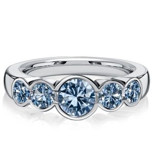 classic engagement rings - Italo Bezel Set Five Stone Blue Topaz Engagement Ring Promise Ring, Italo jewelry - Online Catalog