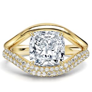 unique engagement rings - Italo Split Shank Double Band Cushion Cut 3 Carat Engagement Ring For Women, Italo jewelry - Online Catalog