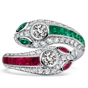 unique engagement rings - Italo Decorated Snake Emerald Sapphire Ruby Rings For Women, Italo jewelry - Online Catalog