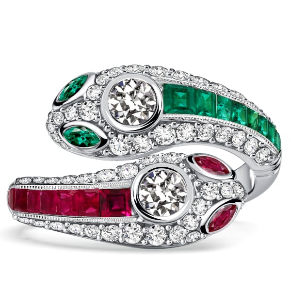 unique engagement rings - Italo Decorated Snake Emerald Sapphire Ruby Rings For Women, Italo jewelry - Online Catalog