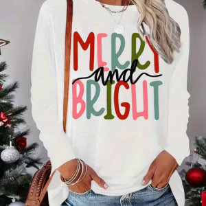 Women Text Letters Long Sleeve Tee T-shirt Crew Neck Printing Casual Spring/Fall Graphic Tee Top, JustFashionNow T-Shirts, color:White|size:XXL,