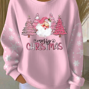 Casual Crew Neck Santa Claus Sweatshirt Printing, Hoodies & Sweatshirts, color:Pink|size:5XL, catalog Noracora shop