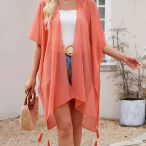 Women Plain Spring/Fall Cover-up Casual Lightweight Cardigan, JustFashionNow Cardigans, color:Red|size:One-size,