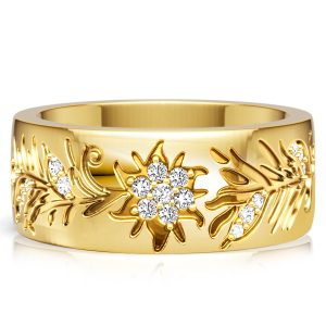 anniversary band - Italo Golden Floral Filigree Half Eternity Wedding Band For Women, Italo jewelry - Online Catalog