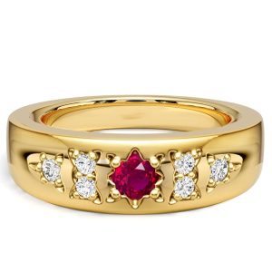 classic engagement rings - Italo Golden Gypsy Setting Round Cut Ruby Rings For Women, Italo jewelry - Online Catalog