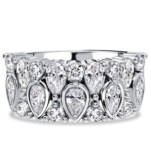anniversary band - Italo Bezel Set White Sapphire Round & Pear Cut Anniversary Band For Women, Italo jewelry - Online Catalog