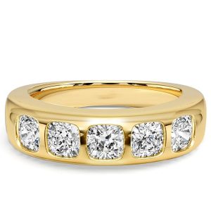 classic band - Italo Flush Setting Five Stone Cushion Cut Wedding Band For Women, Italo jewelry - Online Catalog