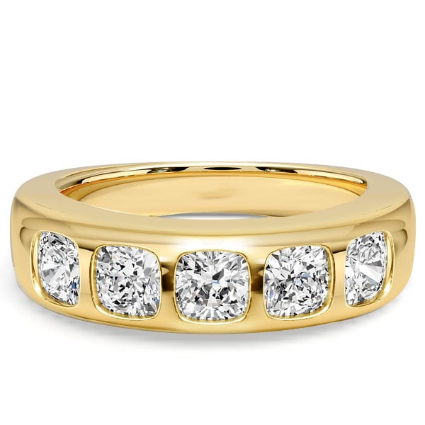 classic band - Italo Flush Setting Five Stone Cushion Cut Wedding Band For Women, Italo jewelry - Online Catalog