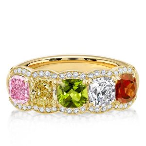 anniversary band - Italo Halo Multi Color Cushion Cut Wedding Band For Women, Italo jewelry - Online Catalog